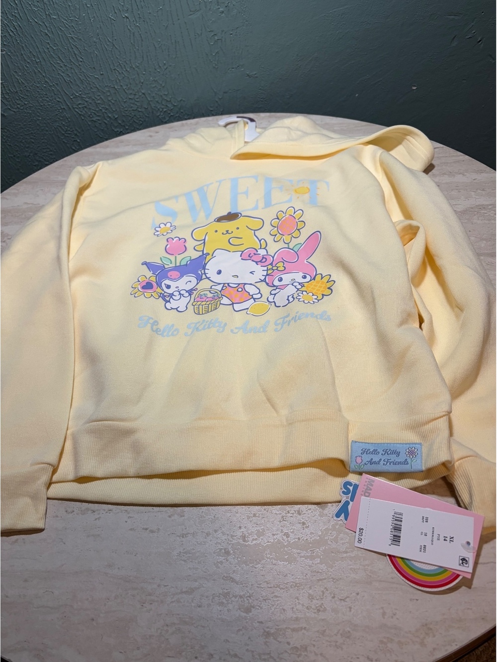 Girls' Sanrio Hello Kitty And Friends Yellow Hoodie Sweatshirt XL